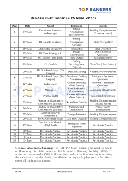 20 DAYS Study Plan for SBI PO Mains 2017-18 DI
