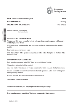 Sixth Term Examination Papers 9470 MATHEMATICS 2