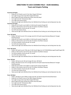 DIRECTIONS TO JACK COOMBS FIELD &ndash; DUKE BASEBALL Team