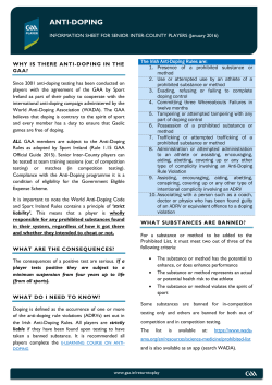 Anti-Doping Information for Players 2016