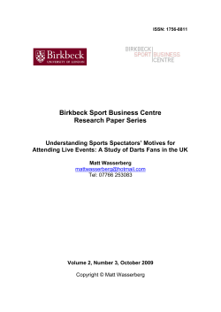 Birkbeck Sport Business Centre Research Paper Series