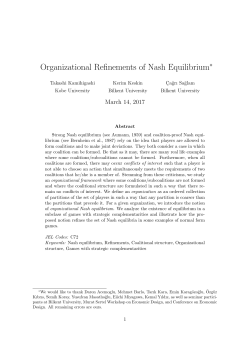 Organizational Refinements of Nash Equilibrium