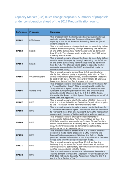 Capacity Market (CM) Rules change proposals