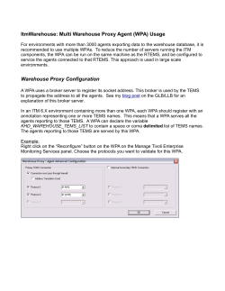 ItmWarehouse: Multi Warehouse Proxy Agent (WPA) Usage