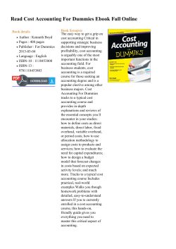 Read Cost Accounting For Dummies Ebook Full Online