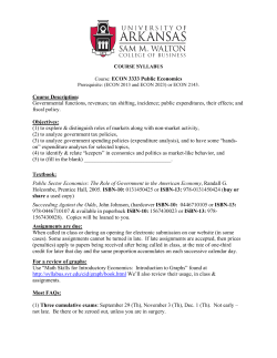 Course: ECON 3333 Public Economics Course Description