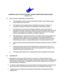 Kanawha Valley Youth Football League Bylaws