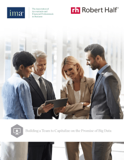 Building a Team to Capitalize on the Promise of Big Data