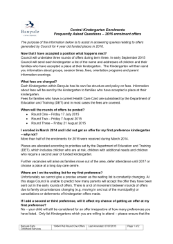 2016 enrolment offers - Banyule City Council