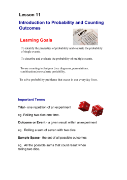 Lesson 11 Introduction to Probability and Counting Outcomes