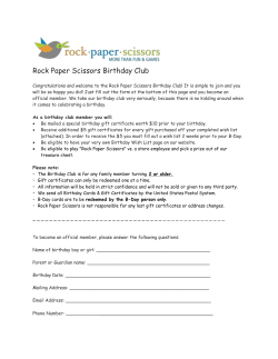 Rock Paper Scissors Birthday Club Congratulations and welcome to