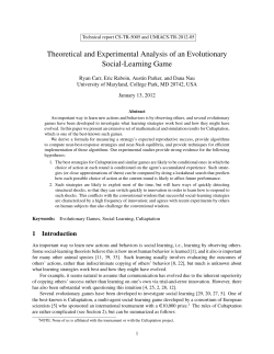 Theoretical and Experimental Analysis of an Evolutionary Social