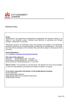 Admissions Policy - City, University of London