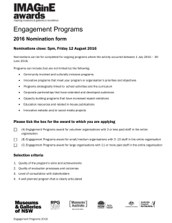 Engagement Programs 2016 Nomination form Nominations close