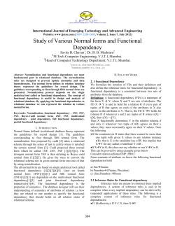 Study of Various Normal forms and Functional Dependency