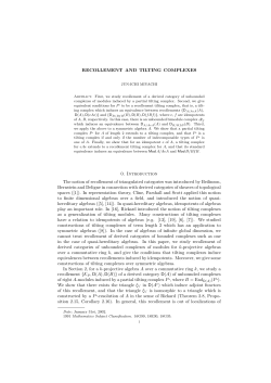 RECOLLEMENT AND TILTING COMPLEXES 0. Introduction The
