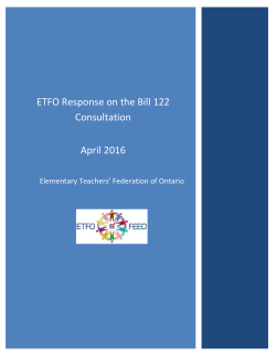 ETFO Response on the Bill 122 Consultation