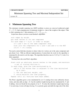 Minimum Spanning Tree and Maximal Independent Set 1 Minimum
