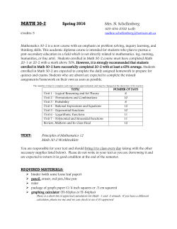 Math 30-2 Course Outline 2015-2016