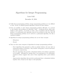 Algorithms for Integer Programming