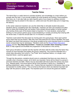 Admit Slip Choosing a Career &ndash; Factors to Consider