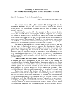 The country risk management and the investment decision