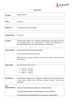 Role Profile Job Title: Support Worker Team: Courtyard Reports To