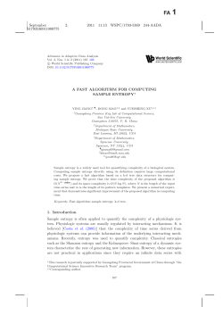 A FAST ALGORITHM FOR COMPUTING SAMPLE ENTROPY 1