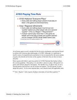 AYSO Playing Time Rule - AYSO Region 7, Westchester, CA