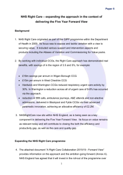 NHS Right Care &ndash; expanding the approach in the