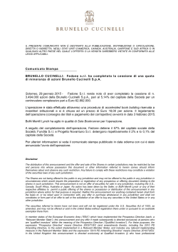 Fedone srl ha completato la cessione di una quota di minoranza di