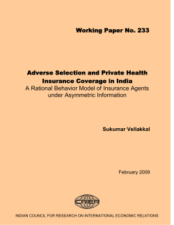 Adverse Selection and Private Health Insurance Coverage in India A