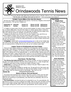 September 15 - Orindawoods Tennis Club