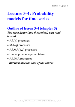 Lecture 3-4: Probability models for time series