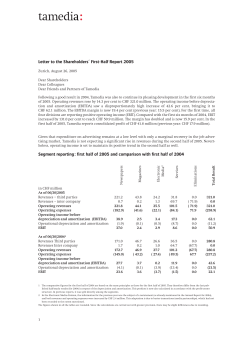 Half-Year 2005 - Letter to the shareholders and Half-Year