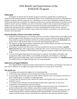 Beliefs and Expectations of the Athletic Program