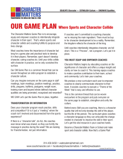 oUR Game Plan Where Sports and Character