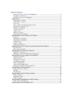 History of the Law of Torts and Negligence