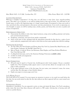 New York City College of Technology ENG 1101, Section D329, Fall