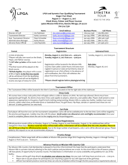 Qualifying Tournament Stage I Fact Sheet