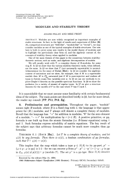 MODULES AND STABILITY THEORY It is unavoidable that we must