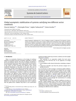 Global asymptotic stabilization of systems satisfying two different