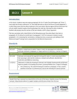 Grade 10 ELA Module 2, Unit 1, Lesson 9