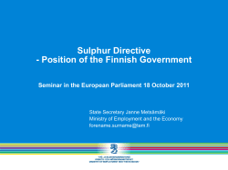 Sulphur Directive- Position of the Finnish Government