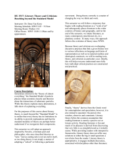 HU 3517 Literary Theory Course Description Spring 2016