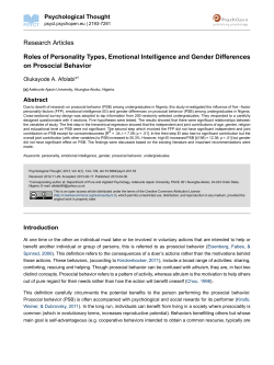 Roles of Personality Types, Emotional Intelligence and Gender