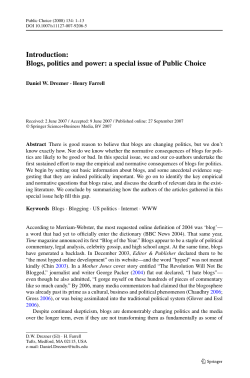 Introduction: Blogs, politics and power: a special issue of Public