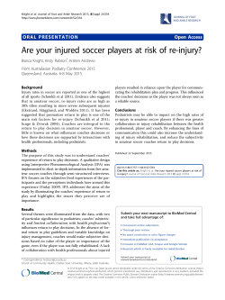 Are your injured soccer players at risk of re-injury?