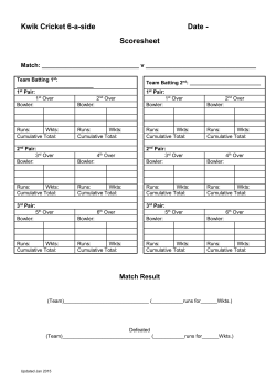 KwikCricket Scoresheet U8-U9