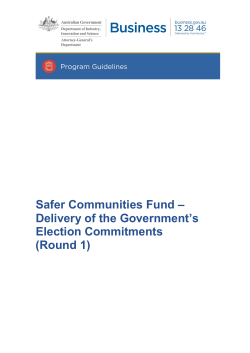 Program Guidelines Safer Communities Fund &ndash; Round 1
